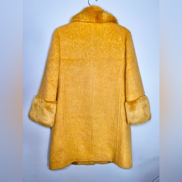 Kate Spade Fluffy Wool Faux Fur Trim Yellow Coat Size 4 / Small - Picture 8 of 9